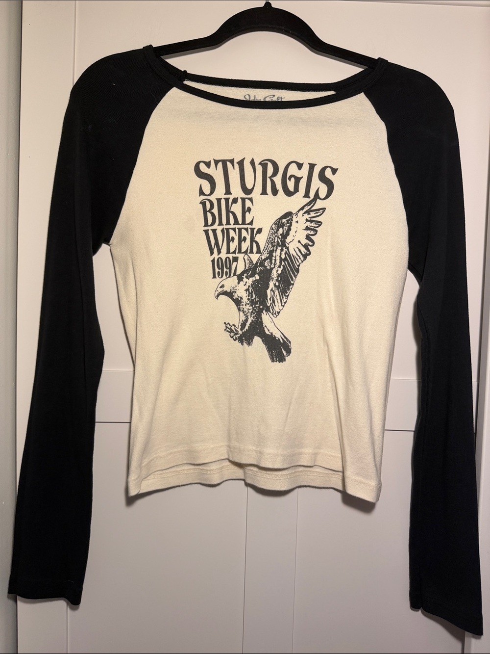 Brandy Melville Black & Cream Raglan Long Sleeve Tee